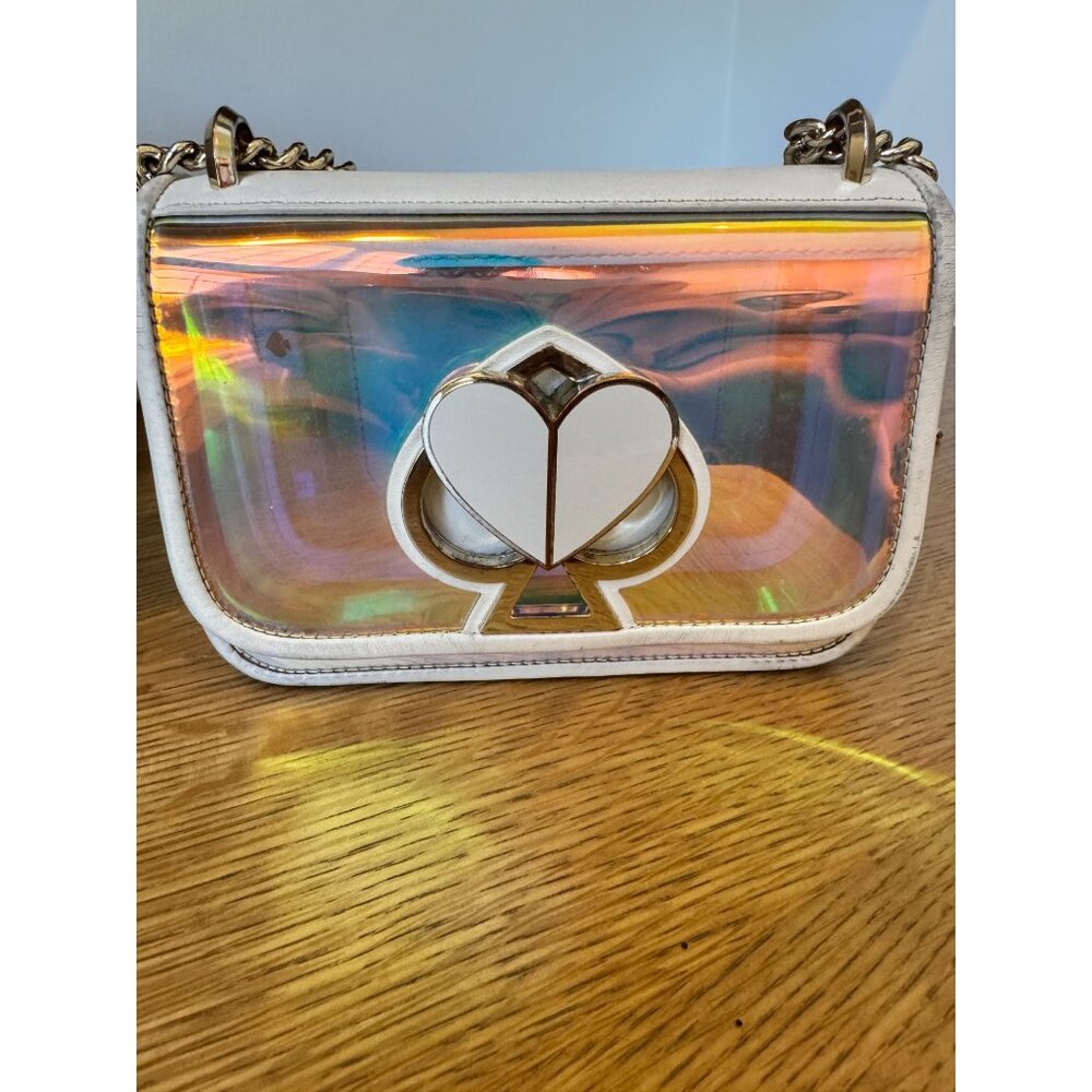 Kate Spade Optic White Hologram Iridescent Nicola Bag 7" X 5" X 2"